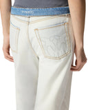 Jeans donna con vita risvoltabile a contrasto