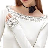 Abito donna in jersey con ricamo