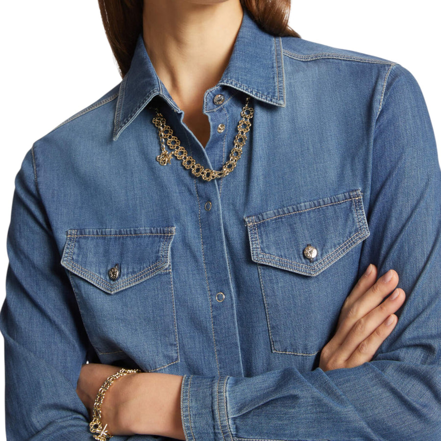 Camicia donna in chambray con collana