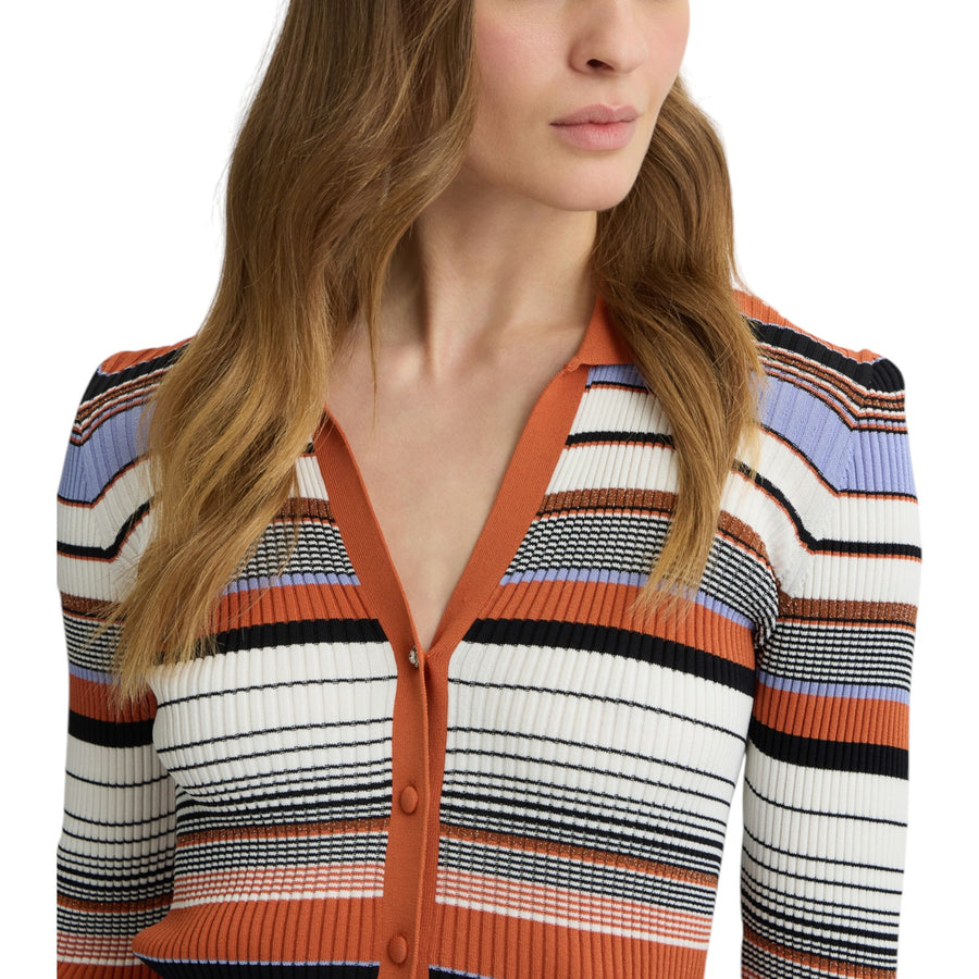 Cardigan donna in maglia a righe