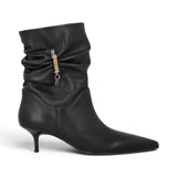 Stivaletti donna in nappa con gambale arricciato e logo