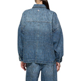 Giacca donna donna oversize in denim con strass