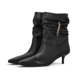 Stivaletti donna in nappa con gambale arricciato e logo