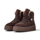 Stivaletti donna alla caviglia in suede con interno effetto pelliccia