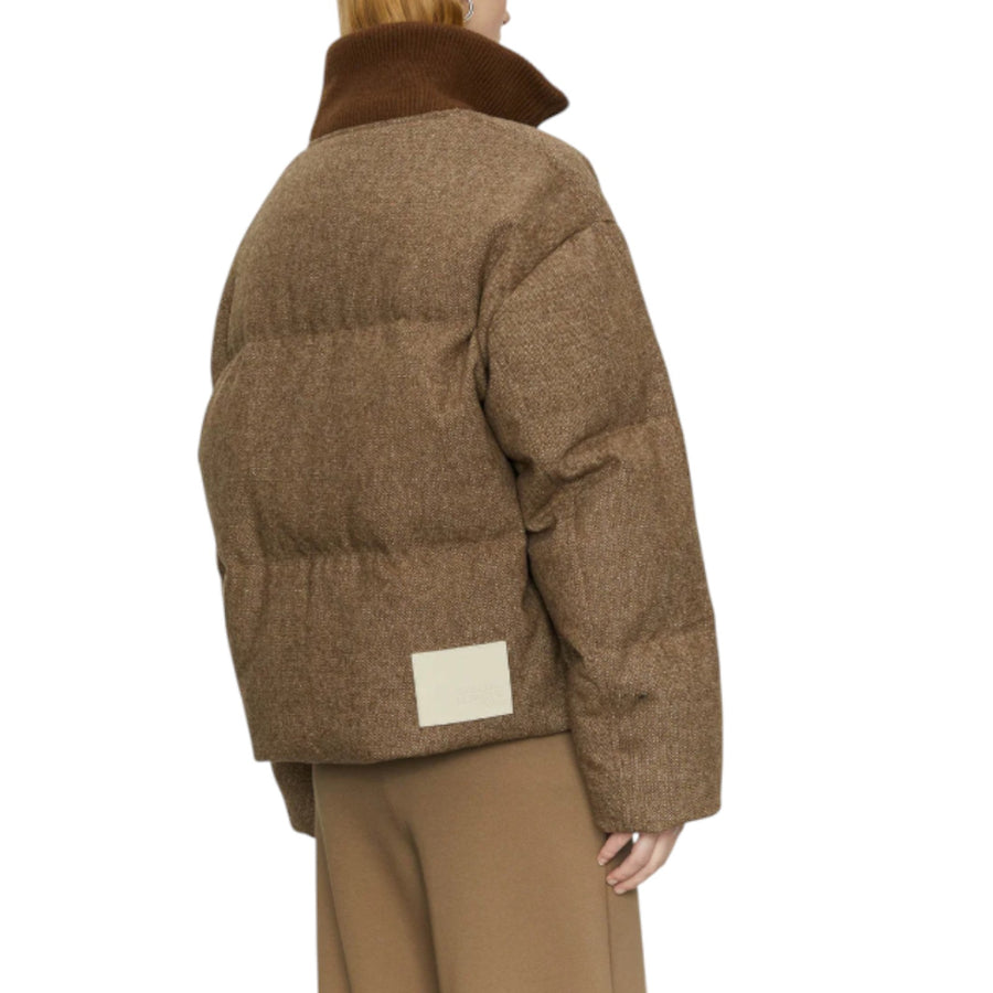 Piumino donna in lana con collo in maglia