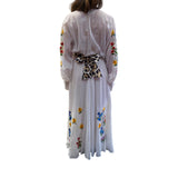 Abito donna lungo con ricami floreali