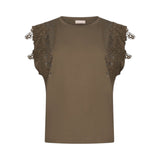 T-shirt donna con dettagli macramè