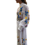 Abito donna lungo con ricami floreali