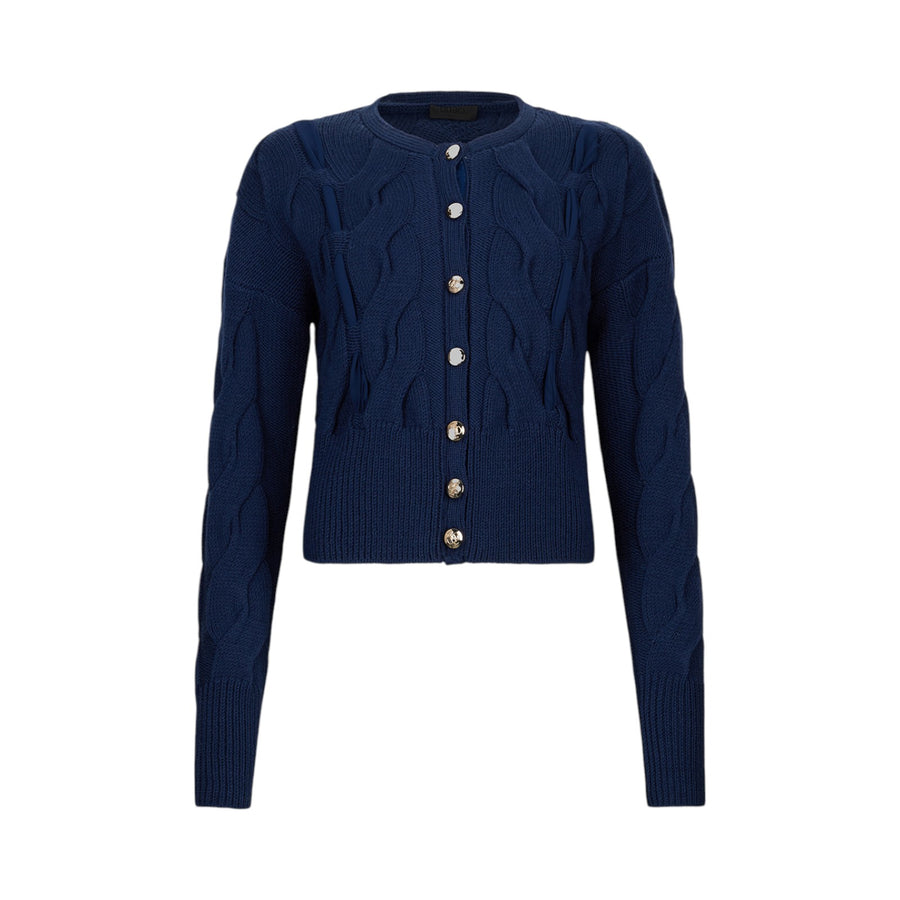 Cardigan donna in lana a trecce