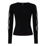 Maglia donna leggera a coste con trasparenze