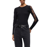 Maglia donna leggera a coste con trasparenze