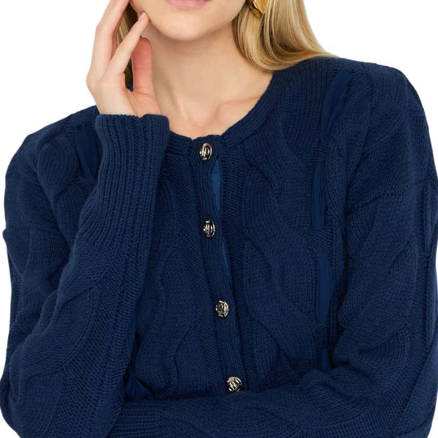Cardigan donna in lana a trecce