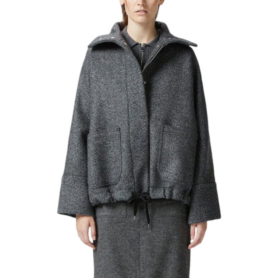 Cappotto donna caban in panno con collo alto