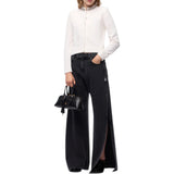 Jeans donna wide leg con spacchi laterali