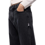 Jeans donna wide leg con spacchi laterali