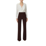 Pantaloni donna in crêpe leggero e raso