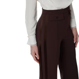 Pantaloni donna in crêpe leggero e raso