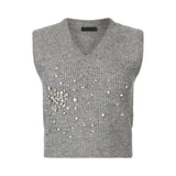 Top donna in lana con strass
