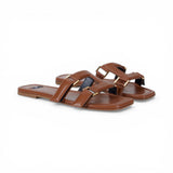 Sandali donna flat in pelle nappata