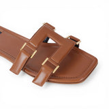 Sandali donna flat in pelle nappata