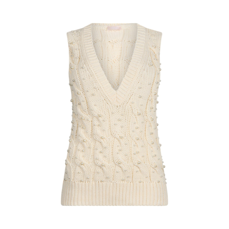 Gilet donna panna con perle