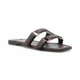 Sandali donna flat in pelle nappata