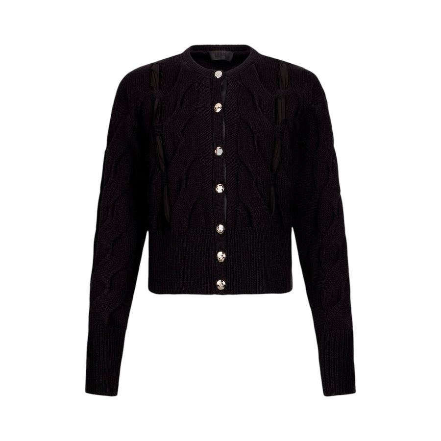 Cardigan donna in lana a trecce