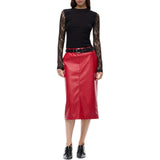 Maglia donna a costine con maniche in pizzo
