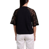 T-shirt donna con dettagli in pizzo