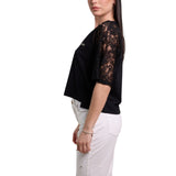 T-shirt donna con dettagli in pizzo