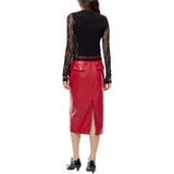 Maglia donna a costine con maniche in pizzo