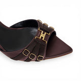 Mules donna in pelle con cinturini