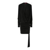Vestito donna corto con arricci e nastro
