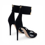 Sandali donna in suede con logo gioiello