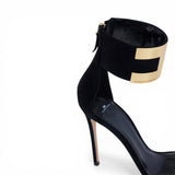 Sandali donna in suede con logo gioiello