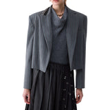 Giacca donna cropped gessata
