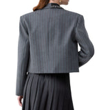 Giacca donna cropped gessata