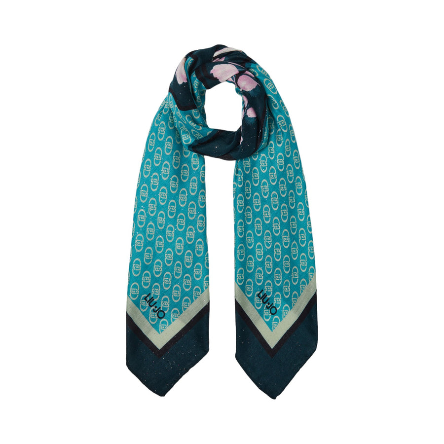 Foulard donna con stampa floreale e logo