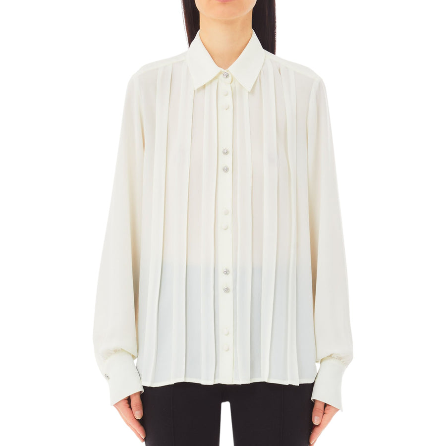 Camicia donna in georgette con pieghe