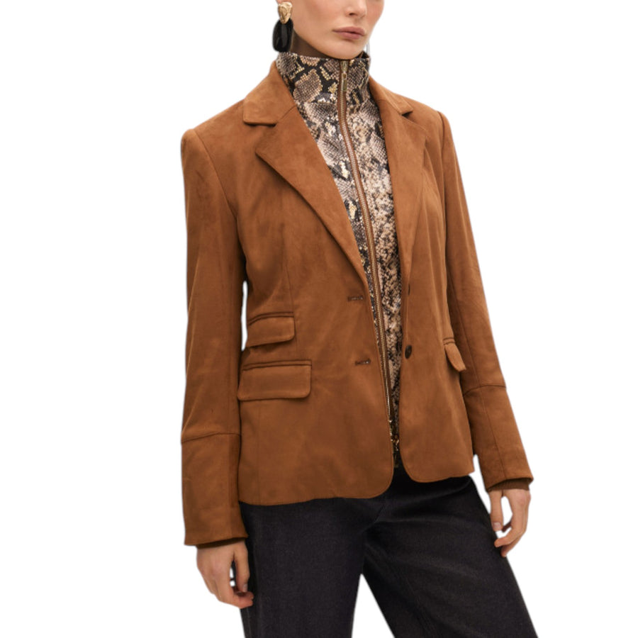 Blazer donna in finta pelle scamosciata con gilet effetto serpente