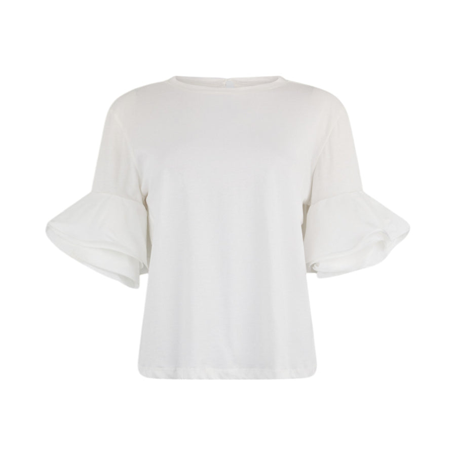 T-shirt donna bianca con volant