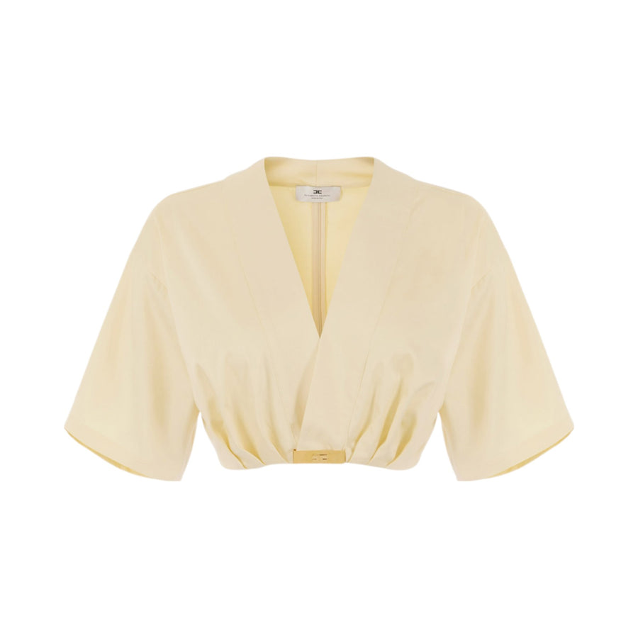 Top donna in cotone stretch con dettaglio logo
