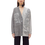 Cardigan donna intarsio goffrato