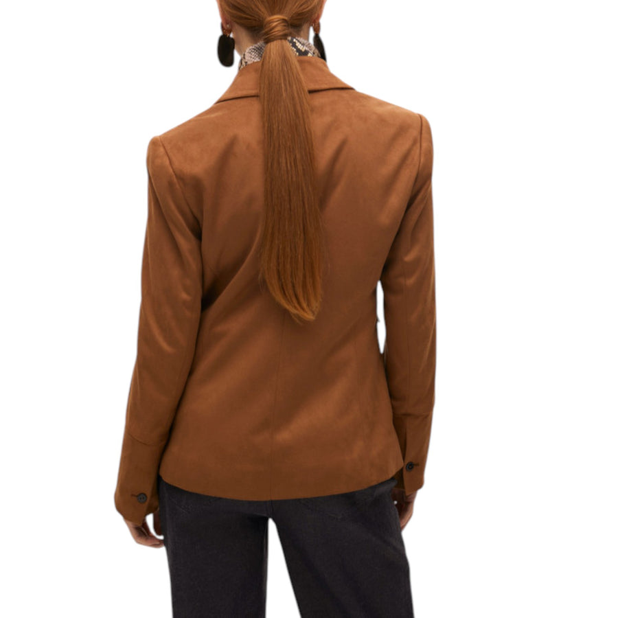 Blazer donna in finta pelle scamosciata con gilet effetto serpente