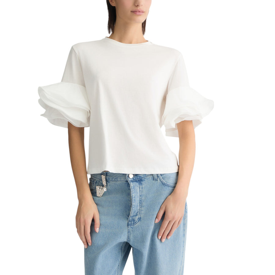 T-shirt donna bianca con volant