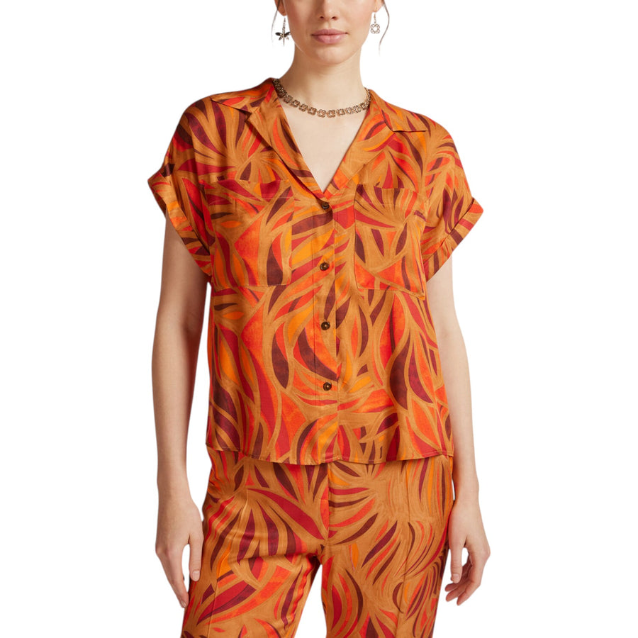 Camicia donna dalla stampa foliage