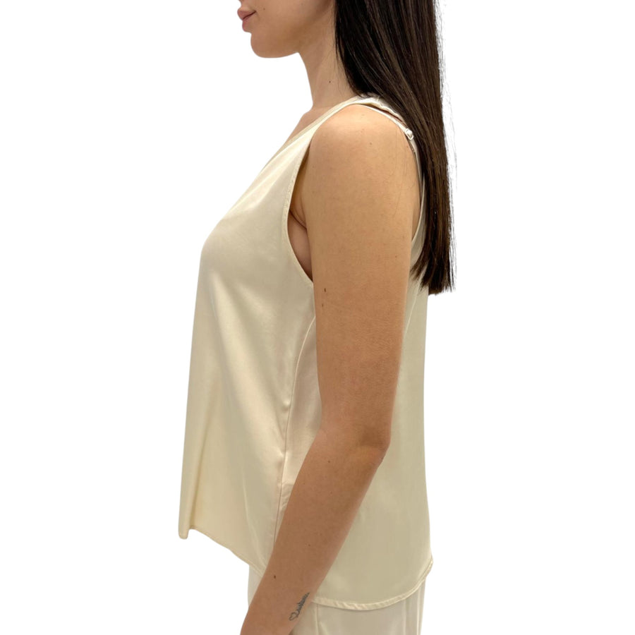 Top donna con scollo a V in raso