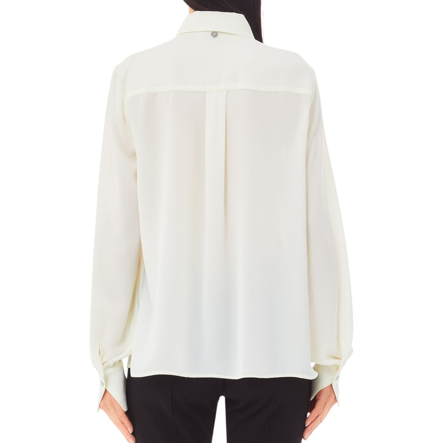Camicia donna in georgette con pieghe