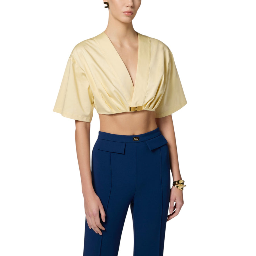 Top donna in cotone stretch con dettaglio logo