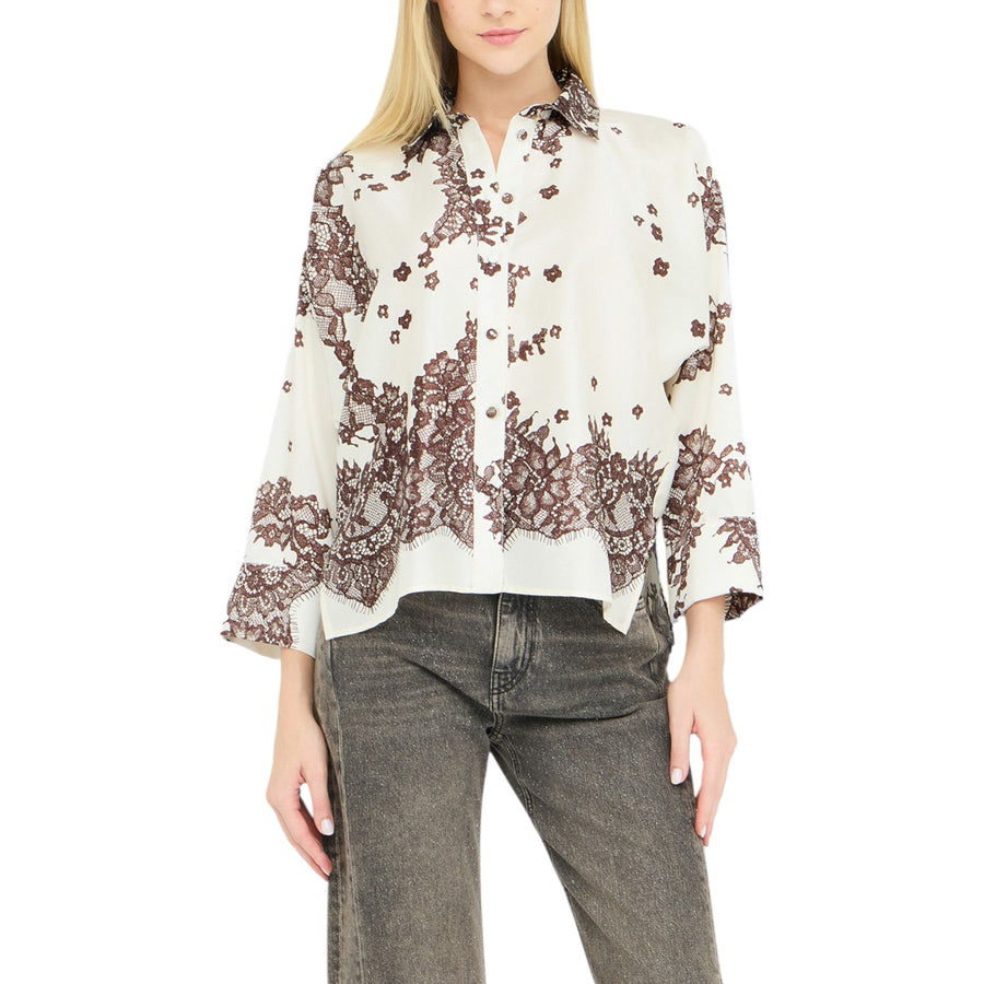 Camicia donna in twill stampato